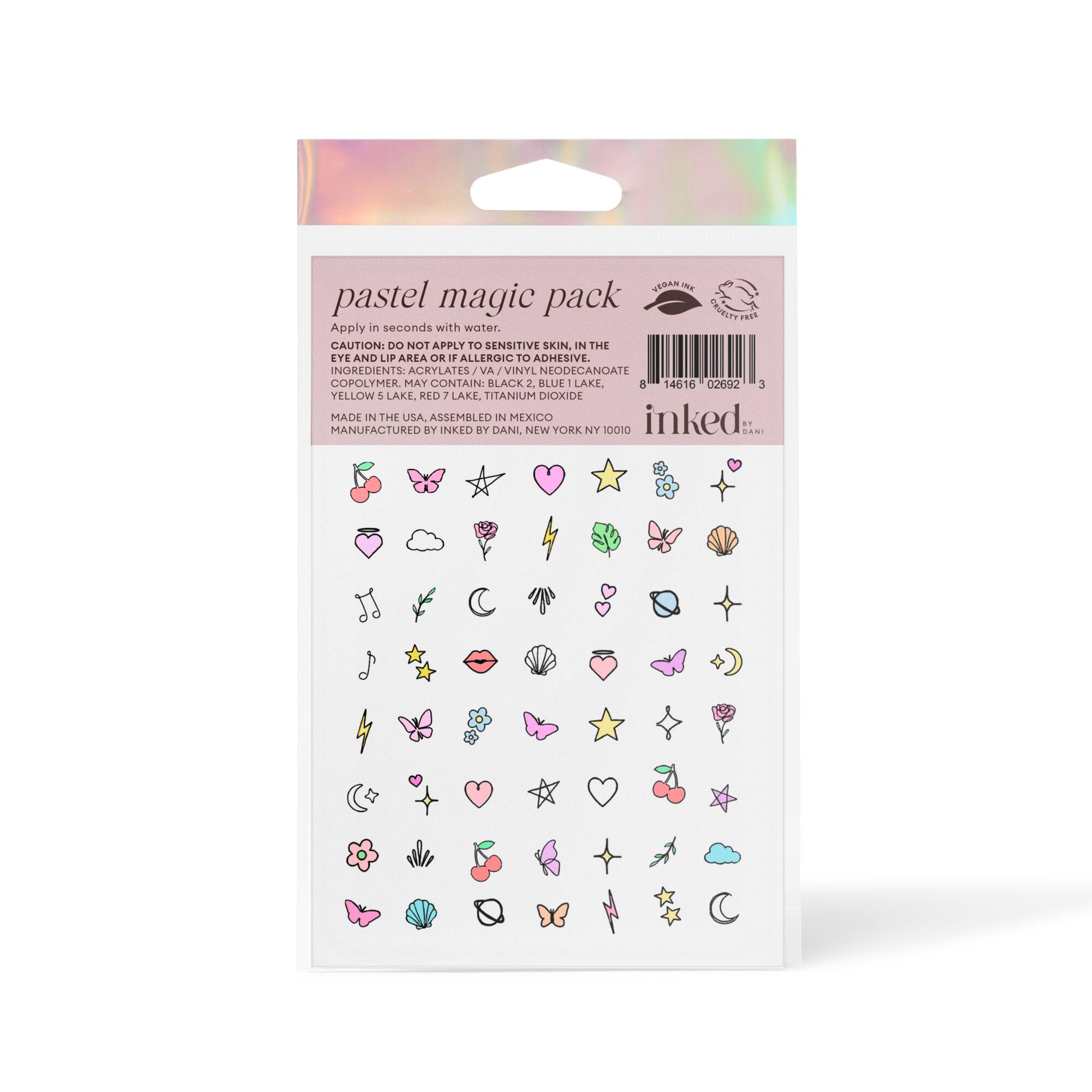 Inked by Dani Pastel Magic Hand Drawn Temporary Nail Art Tattoos